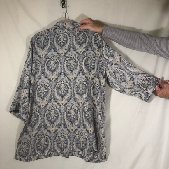 4 for $ 30 Bon Worth blouse gray and soft yellow L - Picture 3 of 6